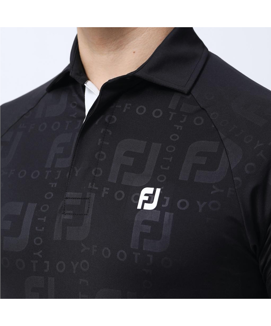 ゴルフウェア ポロシャツ 半袖 エンボスロゴグラフィック ストレッチ