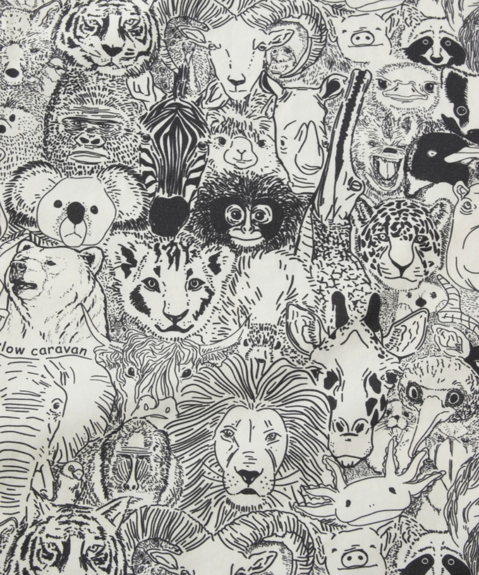 go slow caravan イラスト総柄シャツワンピース(1)Fサイズ go slow caravan イラスト総柄シャツワンピース(1)Fサイズ