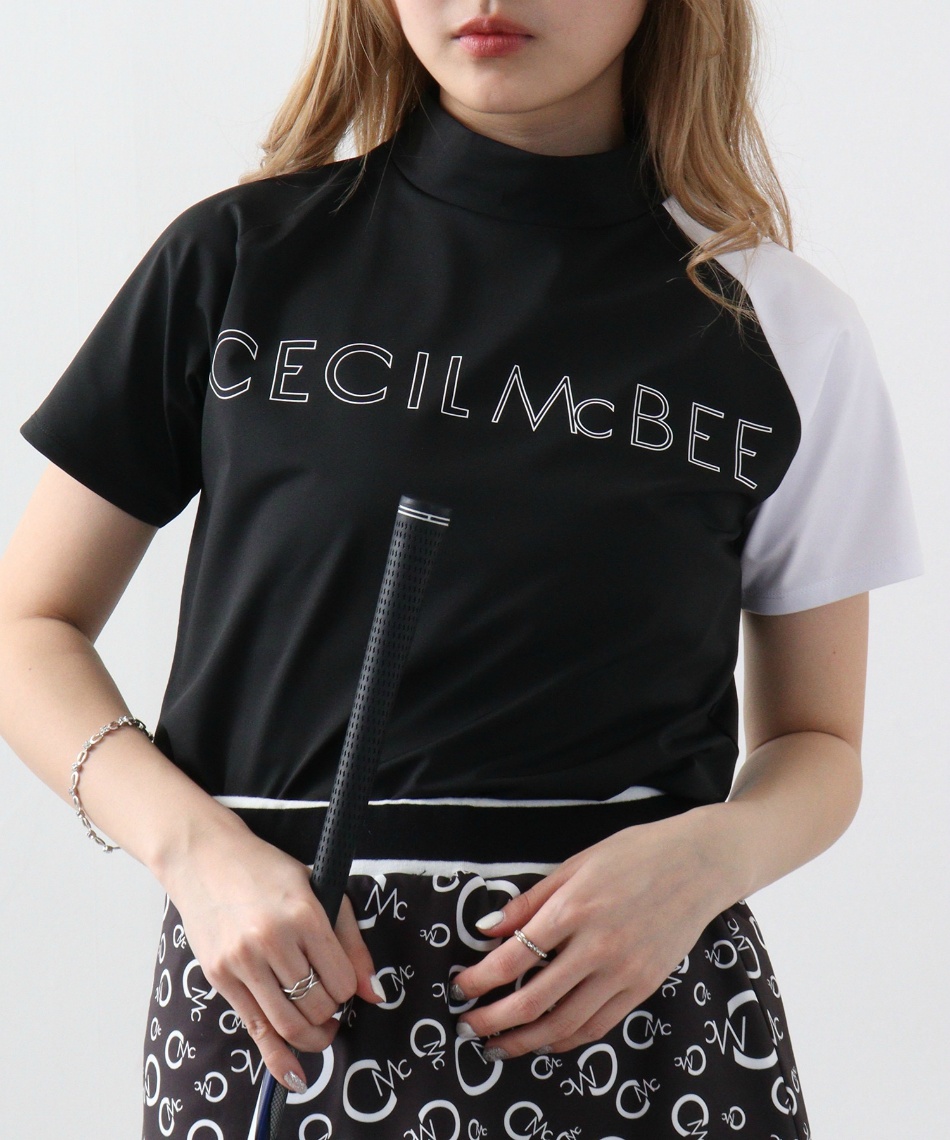 セシルマクビー グリーン(CECIL McBEE green) ゴルフウェア 半袖シャツ バイカラーラグランMN半袖シャツ CGS2503TE