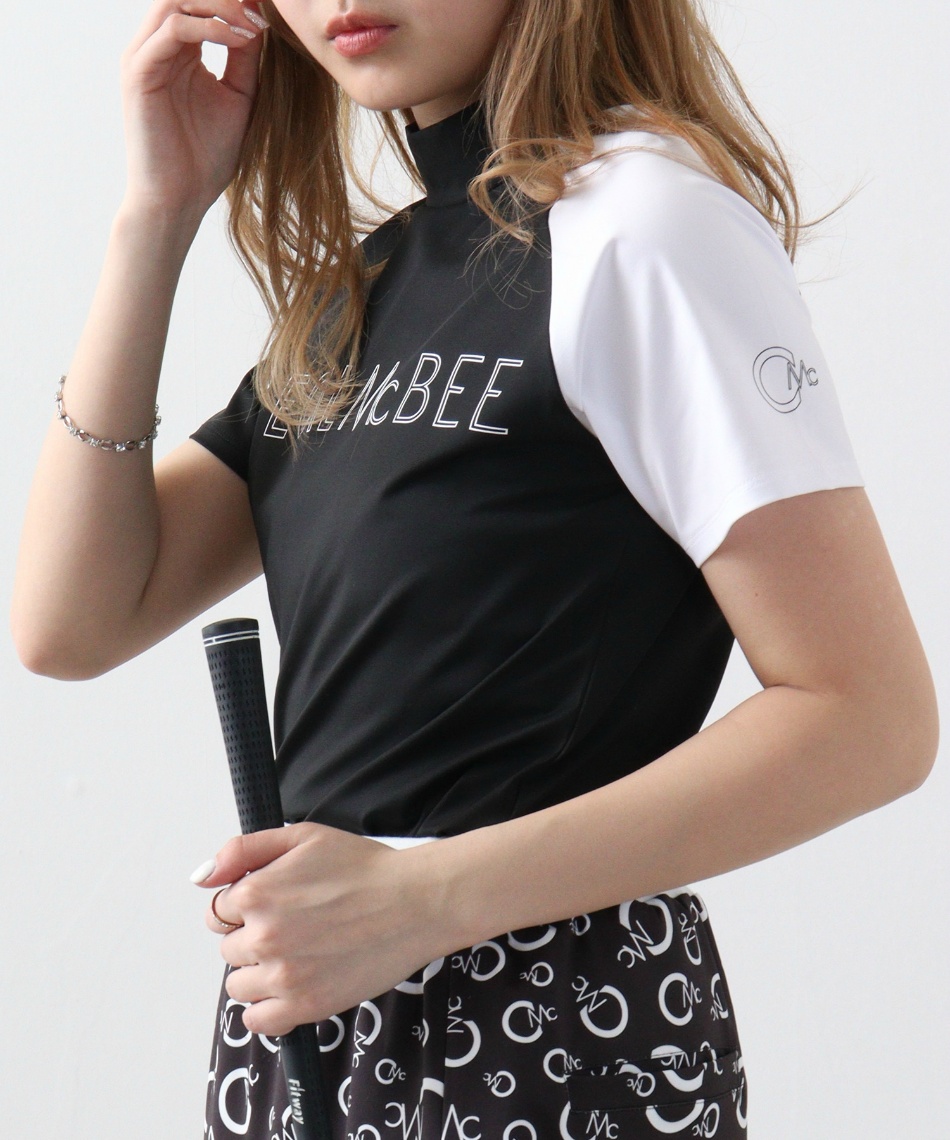 セシルマクビー グリーン(CECIL McBEE green) ゴルフウェア 半袖シャツ バイカラーラグランMN半袖シャツ CGS2503TE