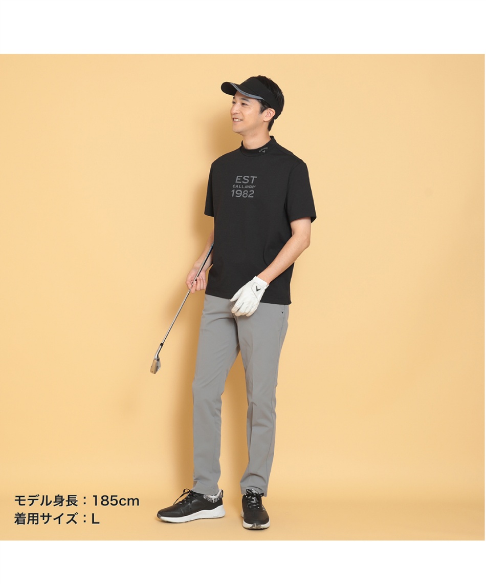 ゴルフウェア 半袖シャツ ヘビー天竺 半袖モックネックシャツ