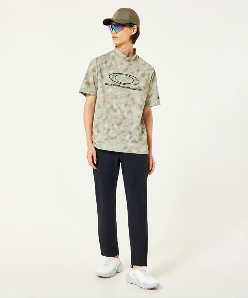 Oakley - OAKLEY オークリー ロゴ 半袖 モックネック シャツ ゴルフ ウェア 人気 オークリー(OAKLEY) ゴルフウェア 半袖シャツ ビックロゴ半袖