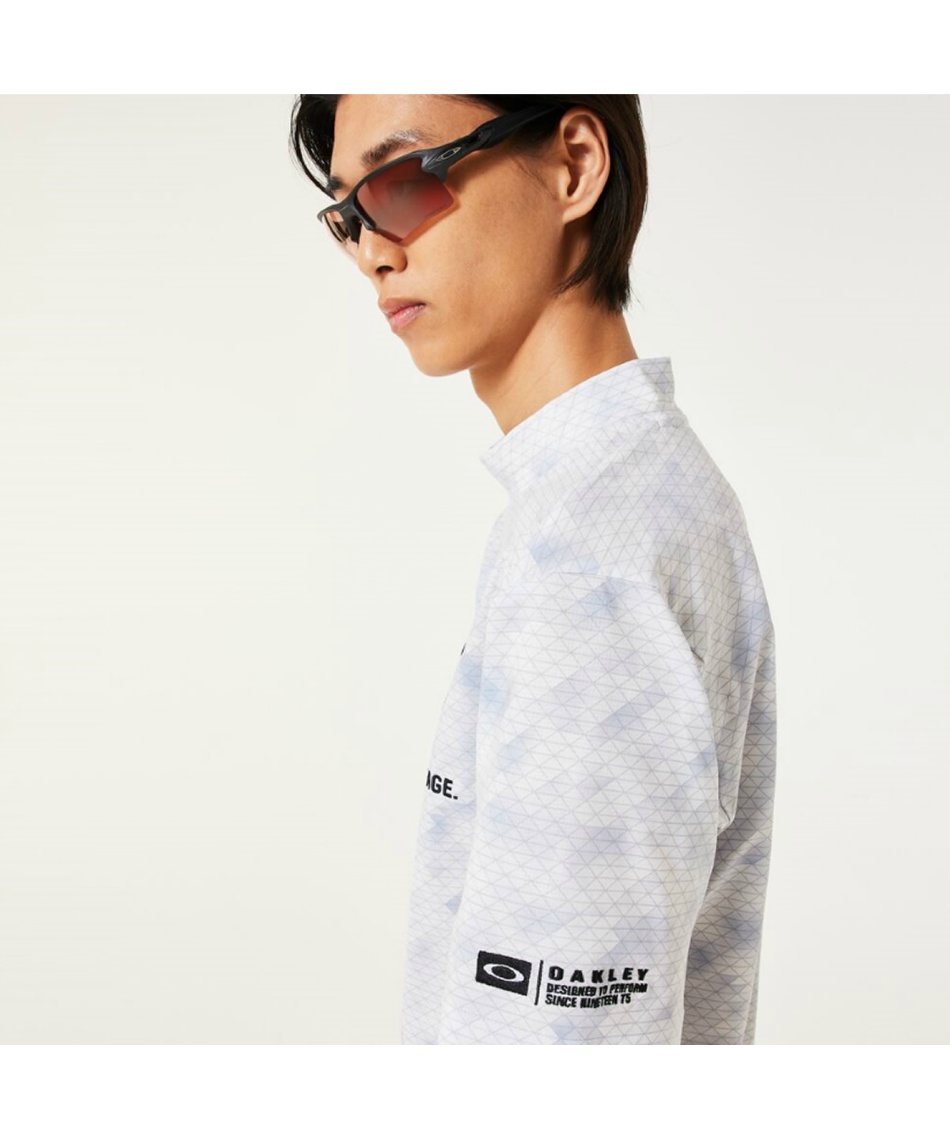 【ジーフォア】春夏人気ビッグロゴ×星条旗デザイン 半袖ゴルフモックネックシャツL オークリー(OAKLEY) ゴルフウェア 半袖シャツ ビックロゴ半袖
