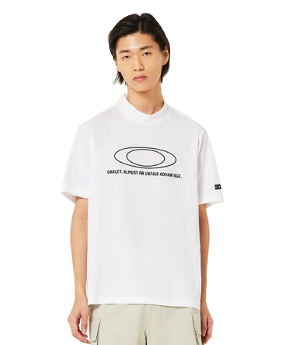 オークリー ゴルフ 半袖 モックネック ウェア ホワイト Mサイズ オークリー(OAKLEY) ゴルフウェア 半袖シャツ ビックロゴ半袖