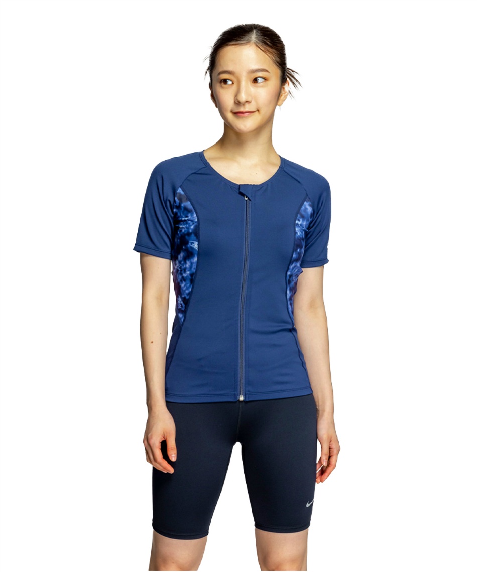 獲得ポイント100pt 19% OFF/SALE 【送料無料】ナイキ(NIKE) フィットネス水着 セパレート フルジップ半袖セパレーツ 2993145 レディース 008 L
