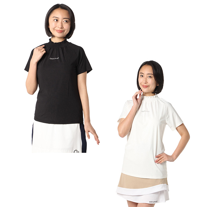 セシルマクビー グリーン CECIL McBEE green ゴルフウェア 半袖シャツ レディース シャーリングネック半袖シャツ CGS2502TE
