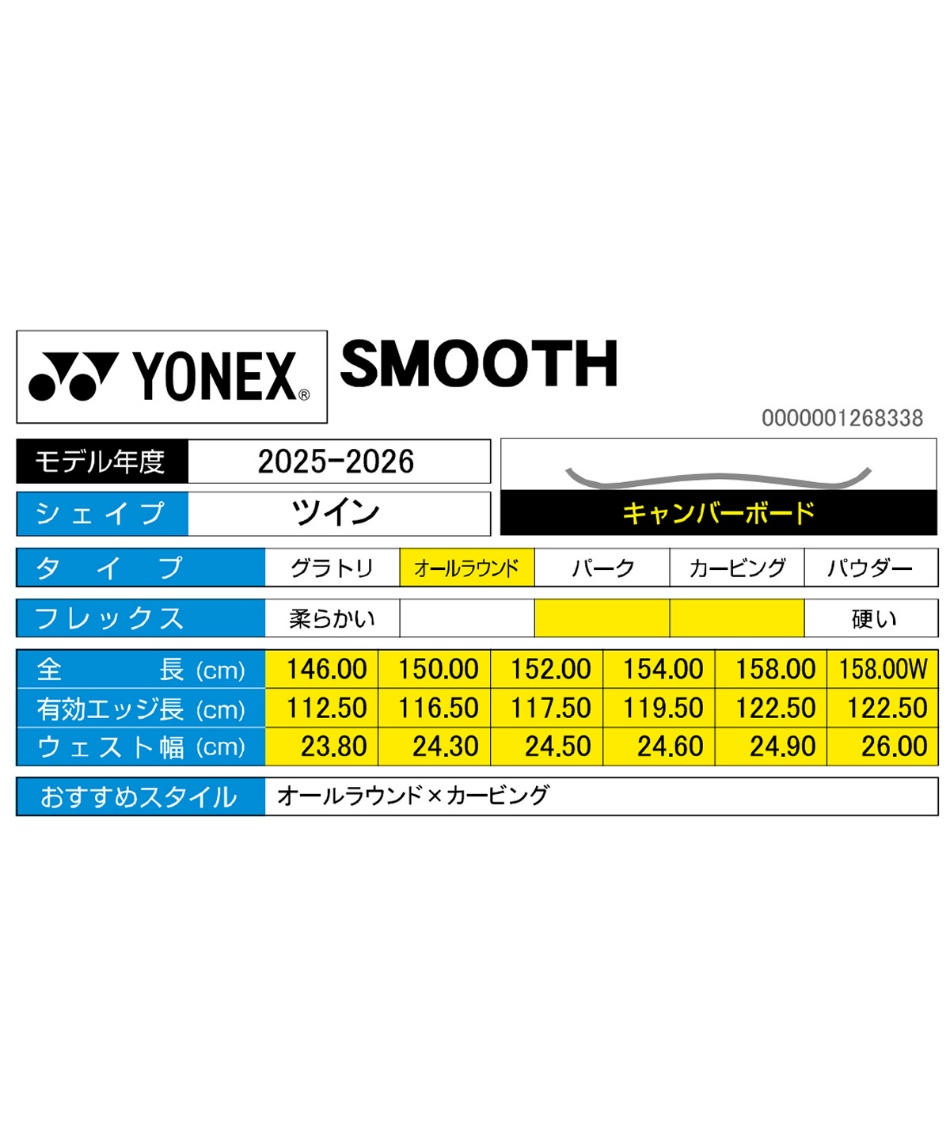 ヨネックス(YONEX) スノーボード 板 スムーズ SMOOTH オールラウンド