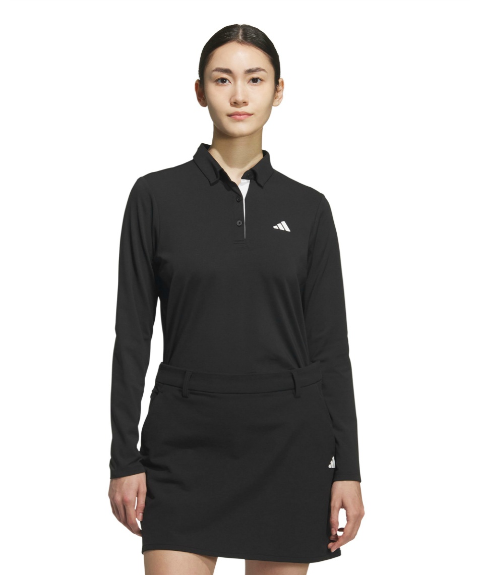 獲得ポイント110pt 【送料無料】アディダス(adidas) ゴルフウェア ポロシャツ 長袖 COLD .RDY ストレッチ 長袖ボタンダウンシャツ JWK16 【国内正規品】【2025年秋冬モデル】 レディース ブラック J/XL