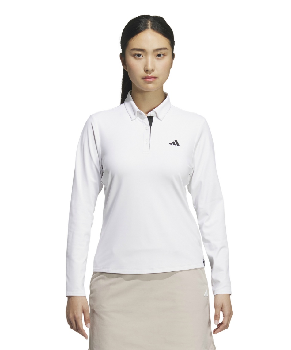 獲得ポイント110pt 【送料無料】アディダス(adidas) ゴルフウェア ポロシャツ 長袖 COLD .RDY ストレッチ 長袖ボタンダウンシャツ JWK16 【国内正規品】【2025年秋冬モデル】 レディース ホワイト J/L