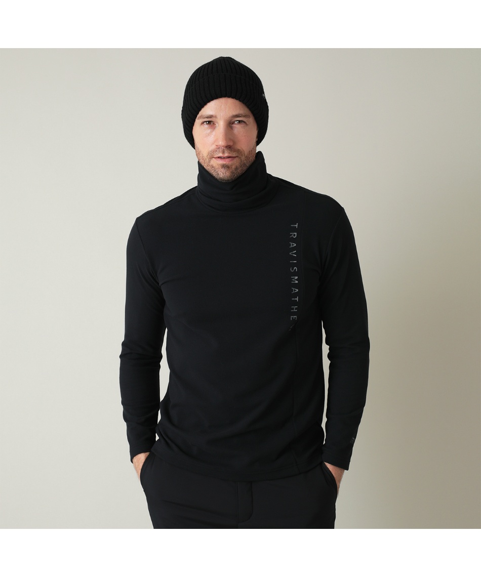 ゴルフウェア 長袖シャツ ロゴプリント 長袖 オフタートルネック