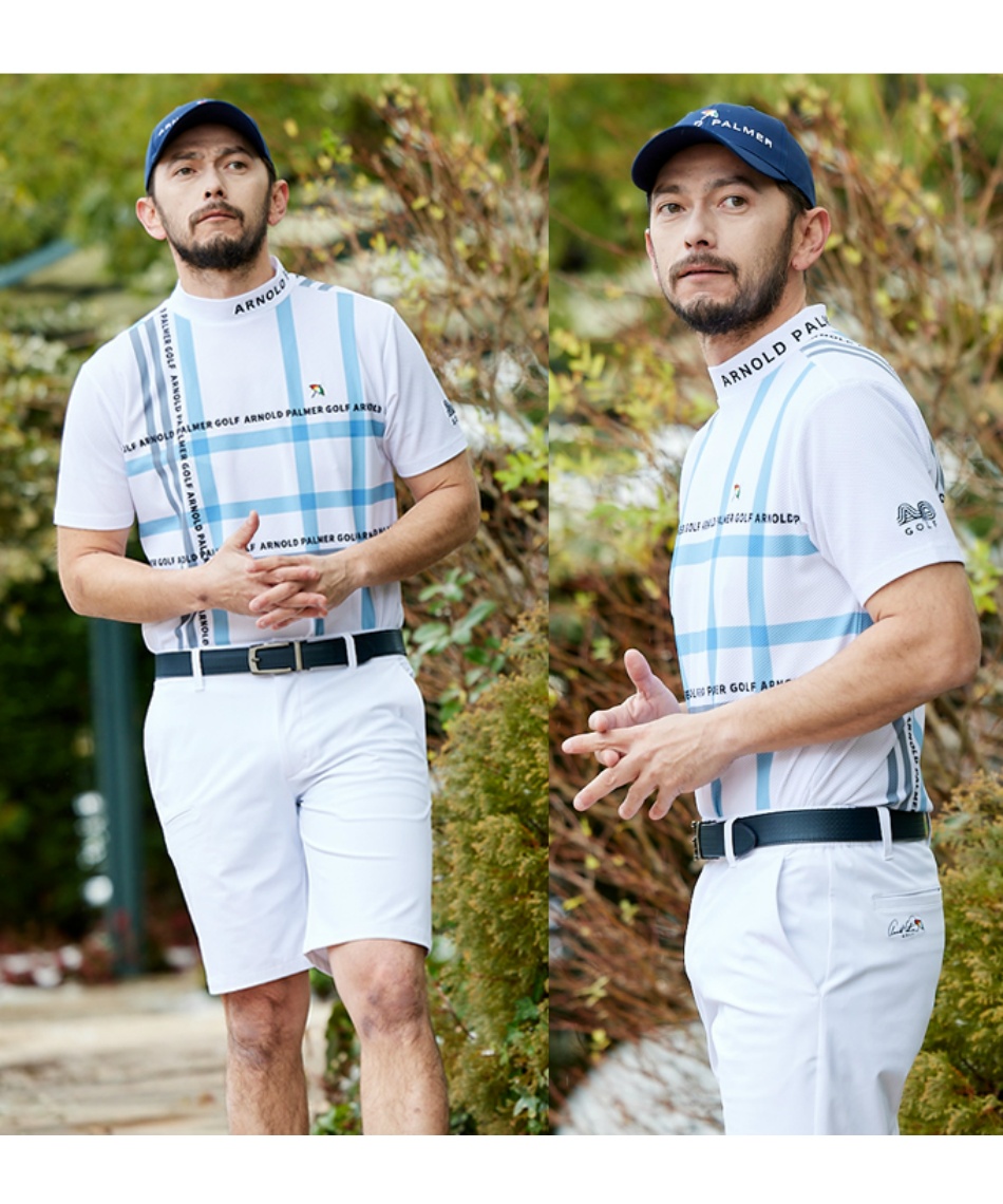 ゴルフウェア 半袖シャツ クレータープリントモックネック半袖シャツ