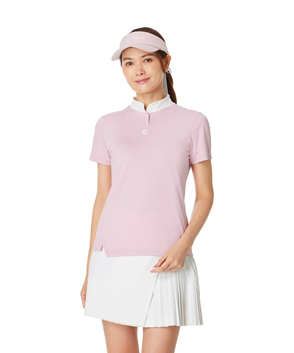 TAYLORMADE ピンク ゴルフシャツ テーラーメイド(TaylorMade) ゴルフウェア 半袖シャツ スリット半袖
