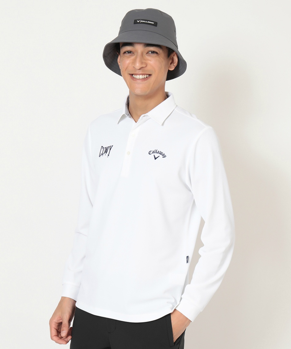 Callaway GOLF 長袖ポロシャツ ホワイト キャロウェイ(Callaway) ゴルフウェア ポロシャツ 長袖 ビッグカノコ