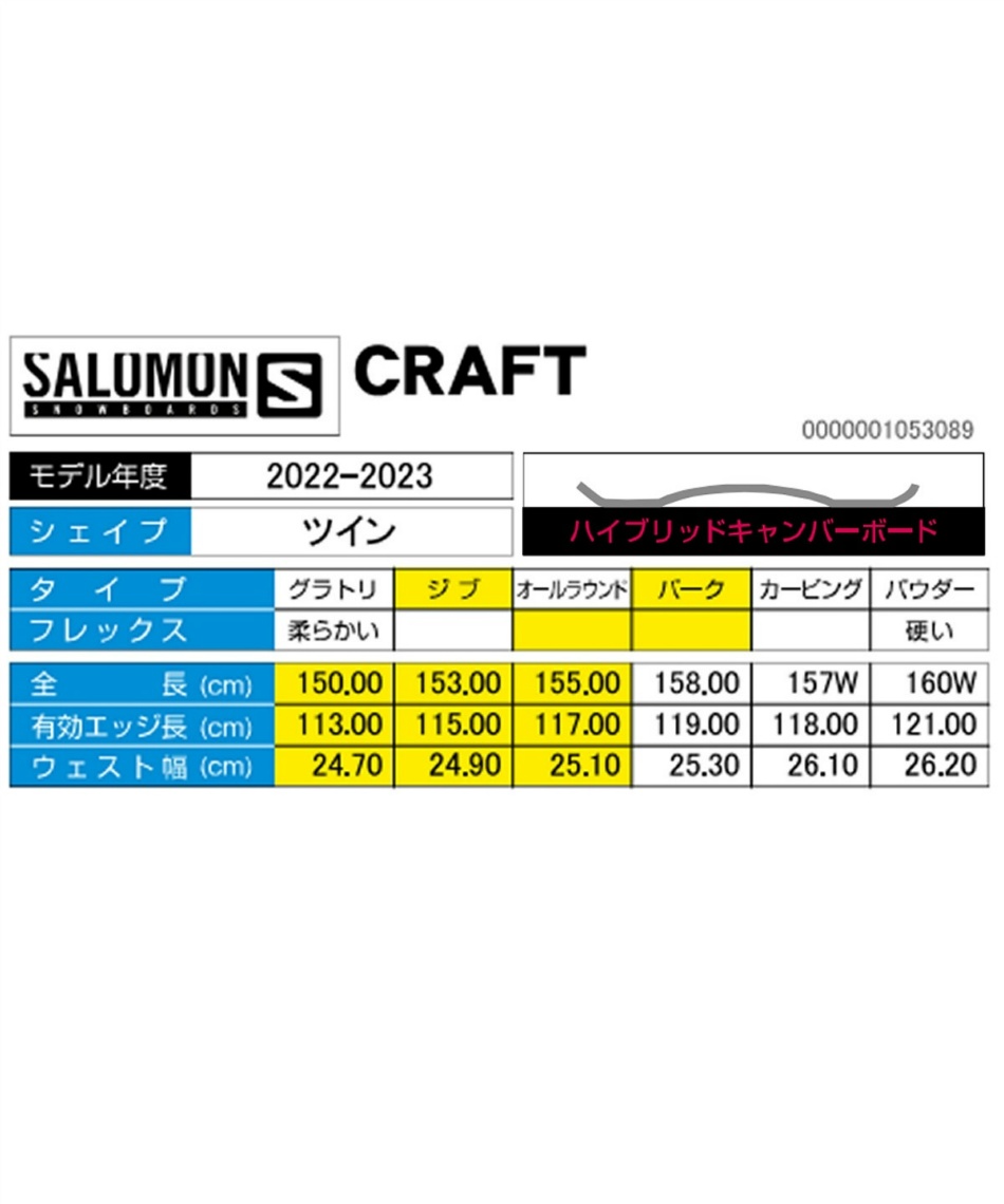 サロモン(salomon) スノーボード 板 クラフト CRAFT L47017600 ジブ