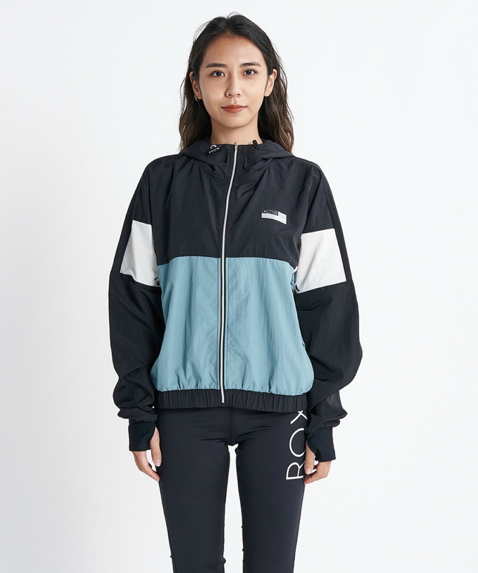 ROXY 防水アノラックジャケット ネイビー 花柄 ROXY 防水アノラックジャケット ネイビー 花柄