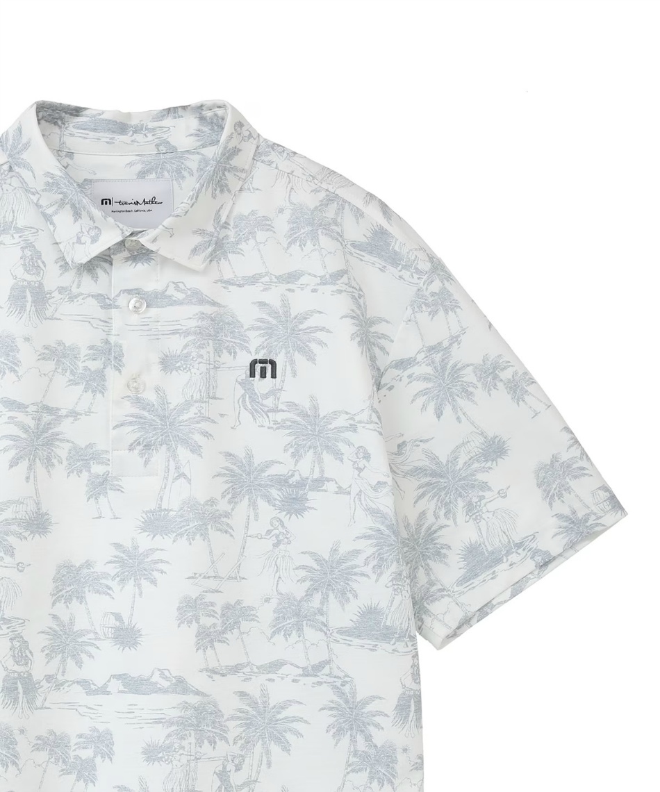 ゴルフウェア ポロシャツ 半袖 パームツリープリント 半袖ポロ