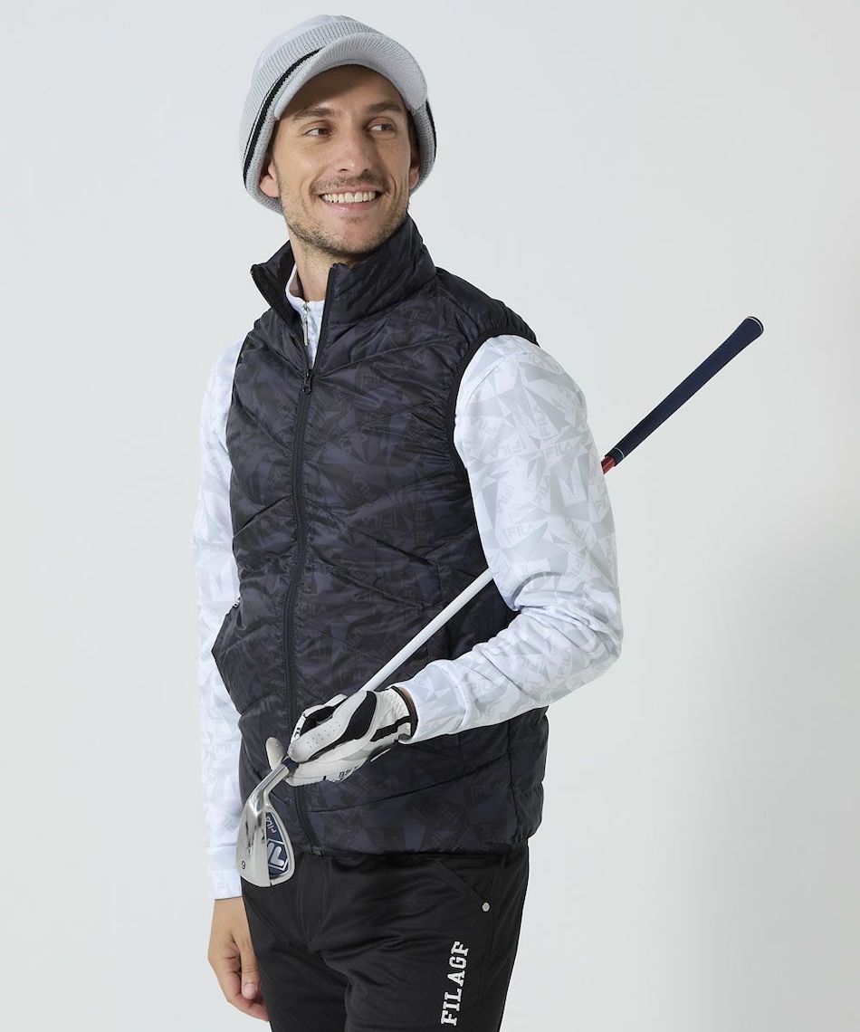 ゴルフウェア アウターベスト ハイブリッドダウンベスト 撥水加工 保温