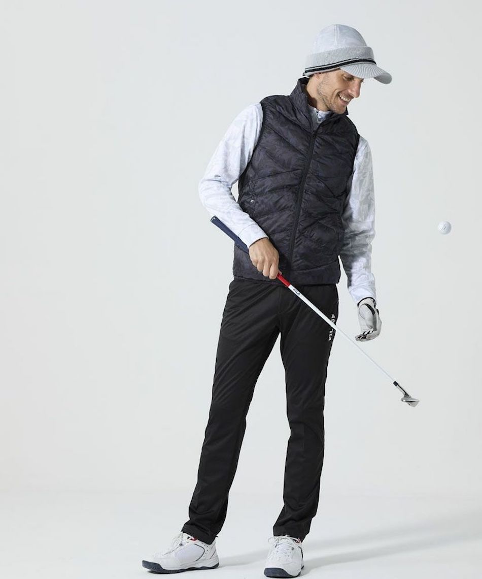 ゴルフウェア アウターベスト ハイブリッドダウンベスト 撥水加工 保温