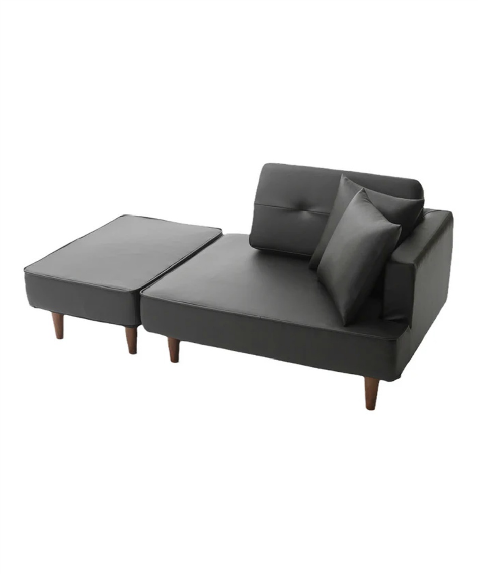 カウチソファ 2人掛け 2人掛けカウチソファ オットマン付きでレイアウト自由(グリーン