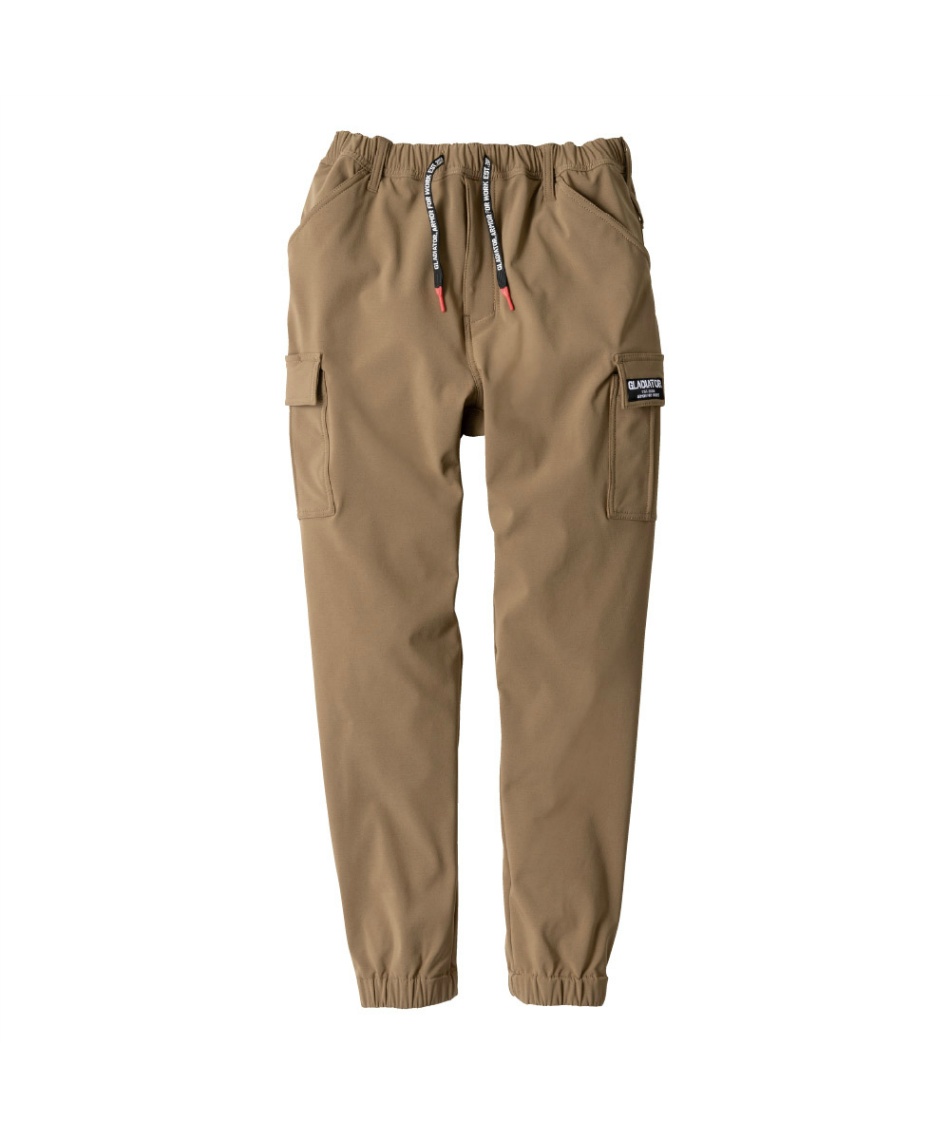 美品　45R ライトベージュ カーゴパンツ ゴムウエスト グラディエーター(GLADIATOR) ロングパンツ 4WAYストレッチライト