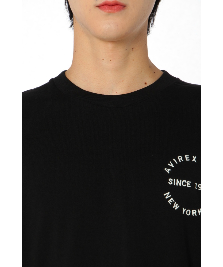 美品❤️アルチビオ❤️a 半袖シャツ 黒 アビレックス(AVIREX) Tシャツ 半袖 SVARSITYLOGOTEE2.0 エス