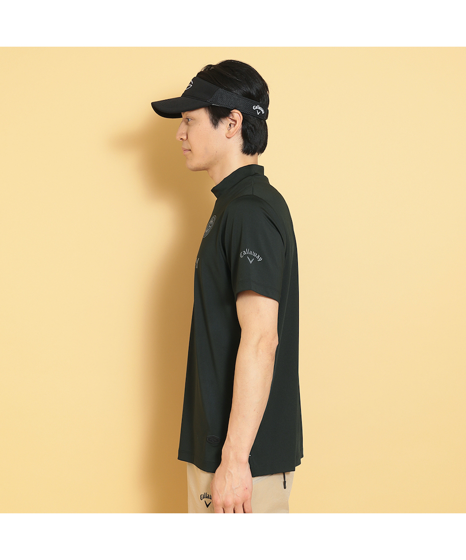 ゴルフウェア 半袖シャツ ロゴスムース半袖モックネックシャツ