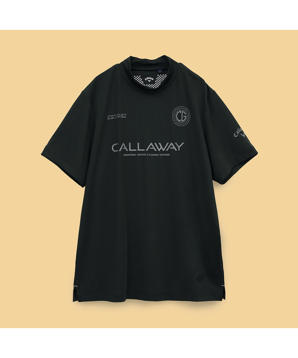 ゴルフウェア 半袖シャツ ロゴスムース半袖モックネックシャツ