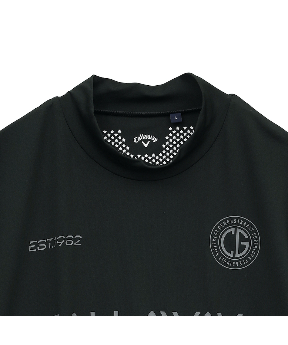 ゴルフウェア 半袖シャツ ロゴスムース半袖モックネックシャツ