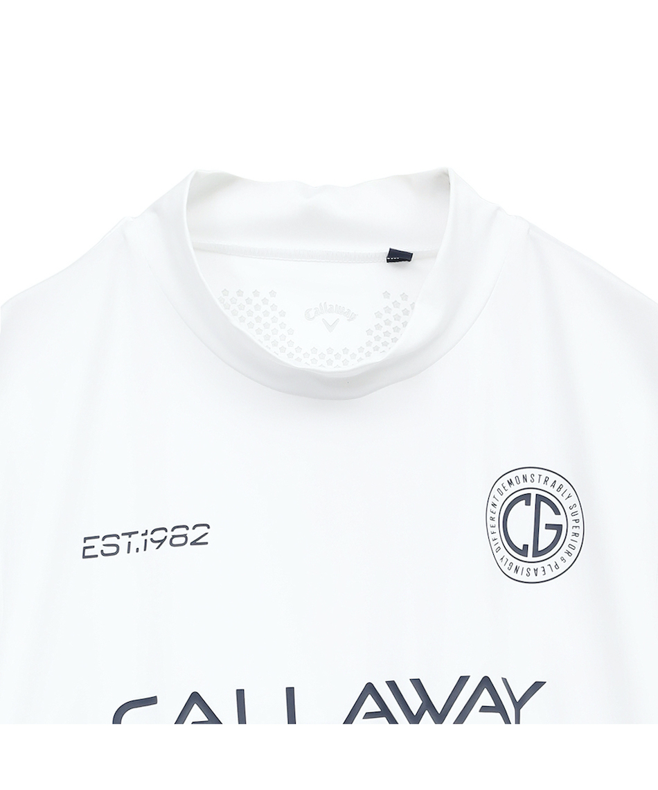 ゴルフウェア 半袖シャツ ロゴスムース半袖モックネックシャツ