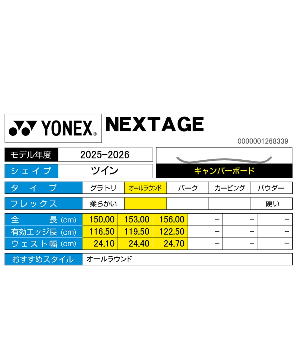 ヨネックス(YONEX) スノーボード 板 ネクステージ NEXTAGE オール