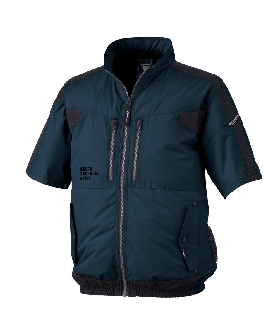 ジーベック(XEBEC) 空調ウェア 半袖ブルゾン +18Vワンタッチファン XE98033+XS23011 【ご自宅配送限定】‥ ジーベック(XEBEC) 空調ウェア 半袖ブルゾン +18Vワンタッチファン