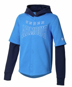 獲得ポイント63pt 【送料無料】アンダーアーマー(UNDER ARMOUR) スウェットパーカー UAアイコンフリース ボタンダウン フーディー UA ICON FLEECE BUTTON-DOWN HOODIE 6003752-402 ジュニア 402 150