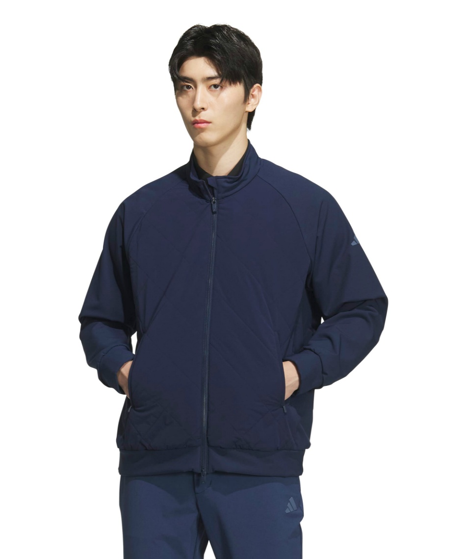 獲得ポイント180pt 【送料無料】アディダス(adidas) ゴルフウェア ブルゾン COLD .RDY 保温 キルトコンビネーション フルジップジャケット JVU97 【国内正規品】【2025年秋冬モデル】 メンズ カレッジネイビー J/M