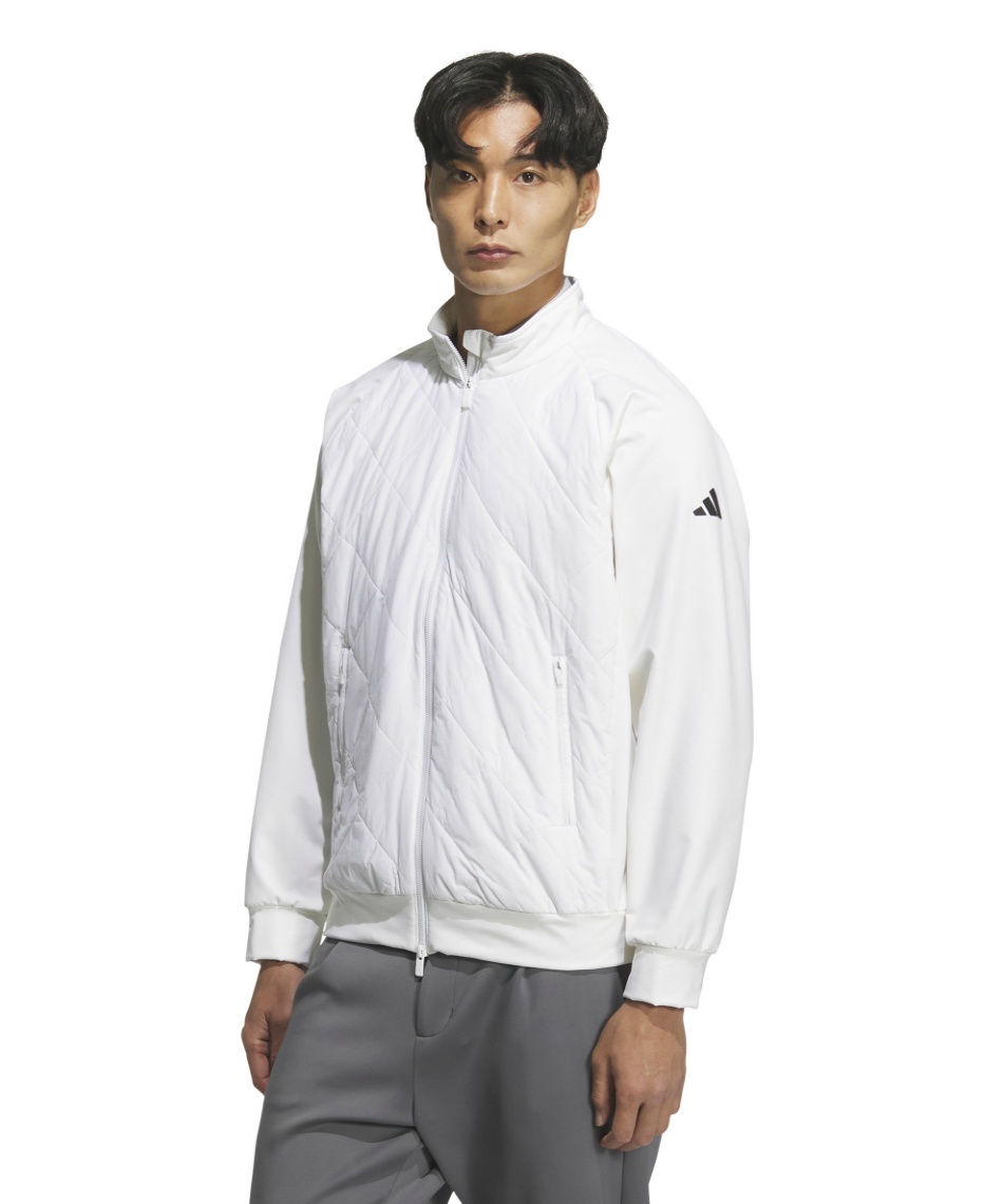 獲得ポイント180pt 【送料無料】アディダス(adidas) ゴルフウェア ブルゾン COLD .RDY 保温 キルトコンビネーション フルジップジャケット JVU97 【国内正規品】【2025年秋冬モデル】 メンズ ホワイト J/L