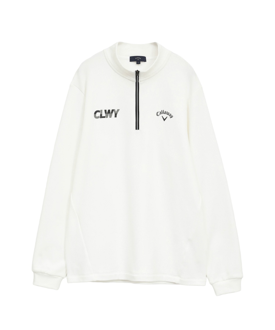 ゴルフウェア 長袖シャツ 裏起毛ハーフジップモックネックシャツ