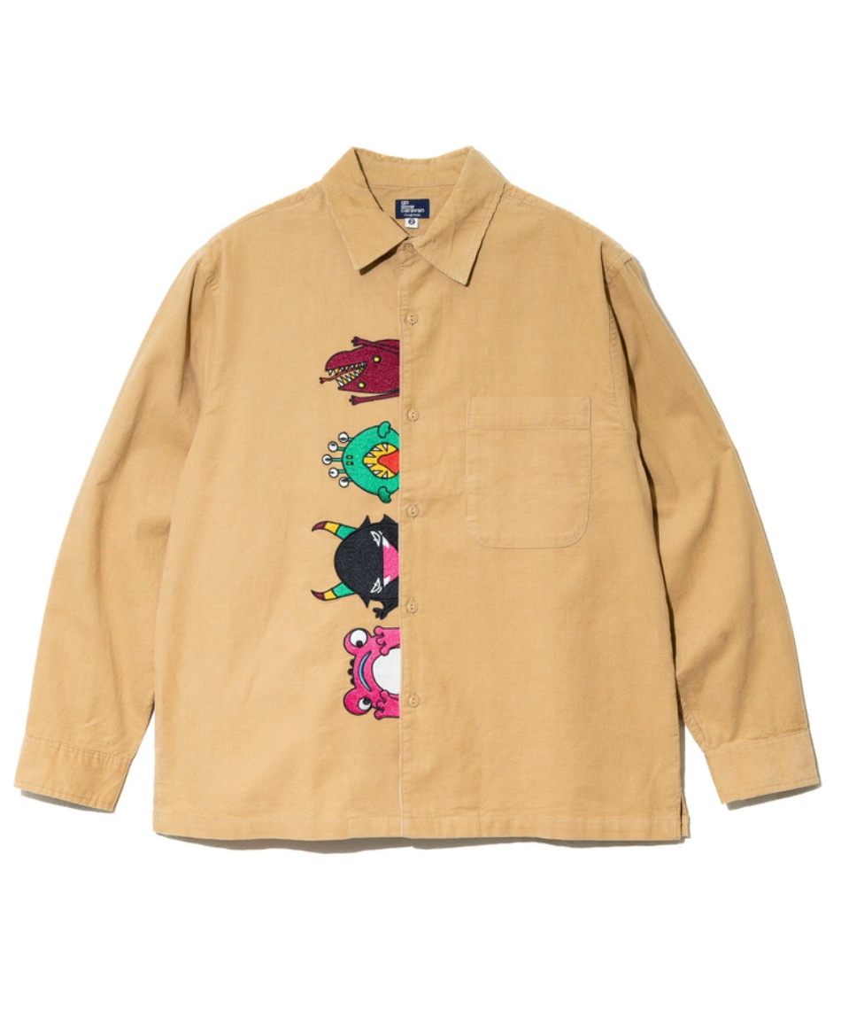 獲得ポイント78pt 12% OFF/SALE 【送料無料】ゴースローキャラバン(Go Slow Caravan) 長袖シャツ コーデュロイ前立て刺繍シャツ 350223 メンズ BEIGE M(3)