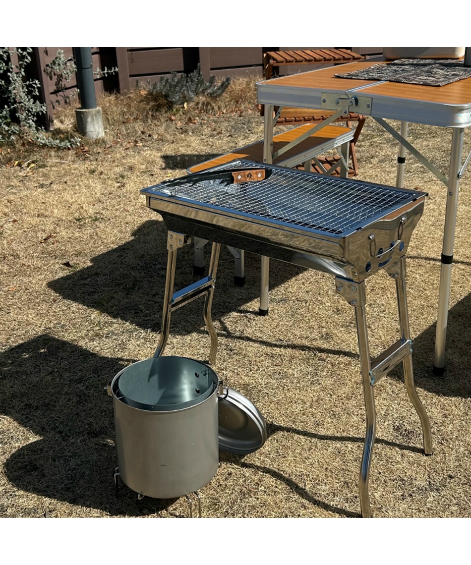 ステンレス バーベキューコンロ 直径約50cm 楽天市場】ステンレス BBQコンロ Pine Field 1～4人用 組み立て式 網