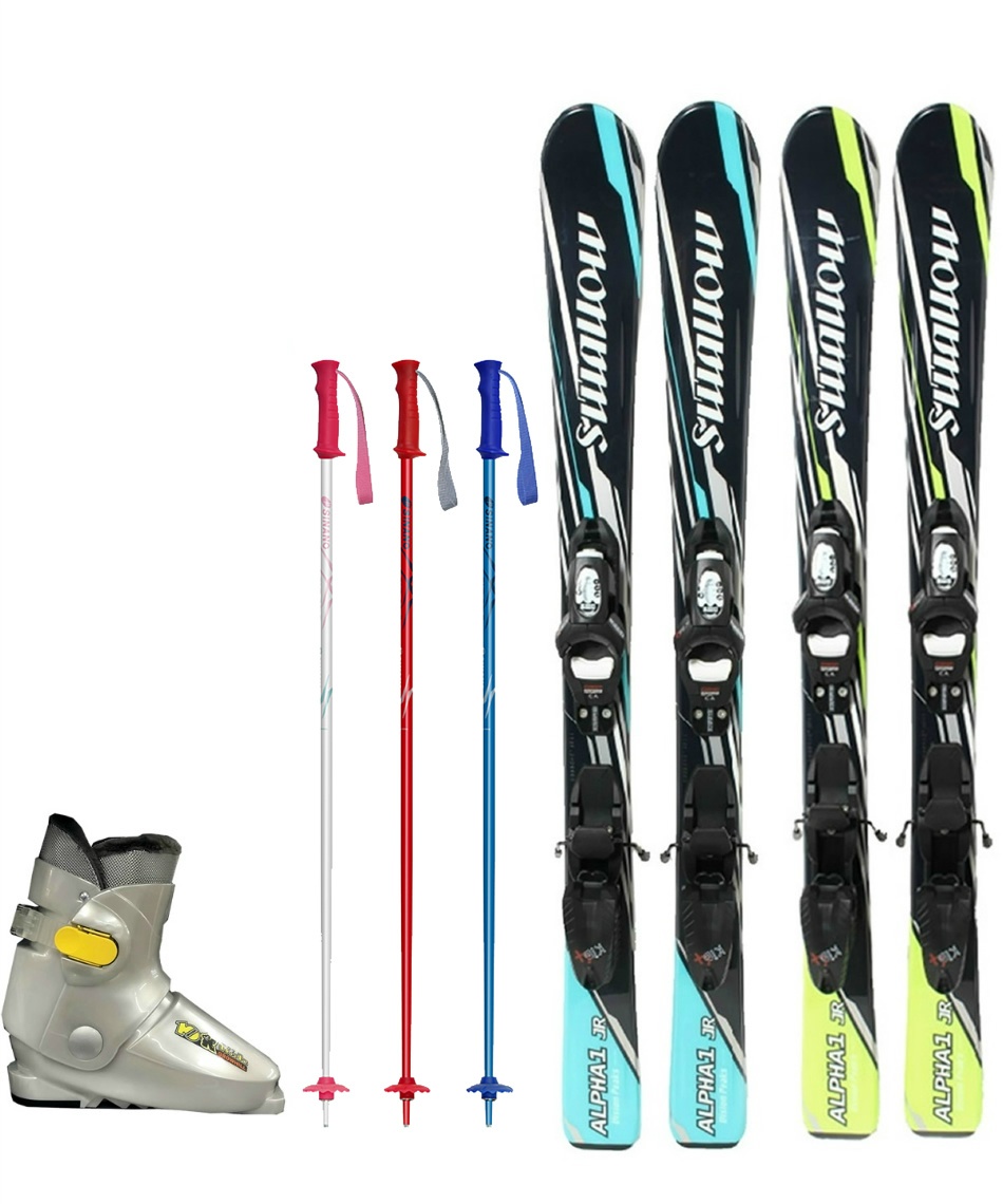 スキー板 ジュニア 子供、ストックのセット、110 115 120 スワロー