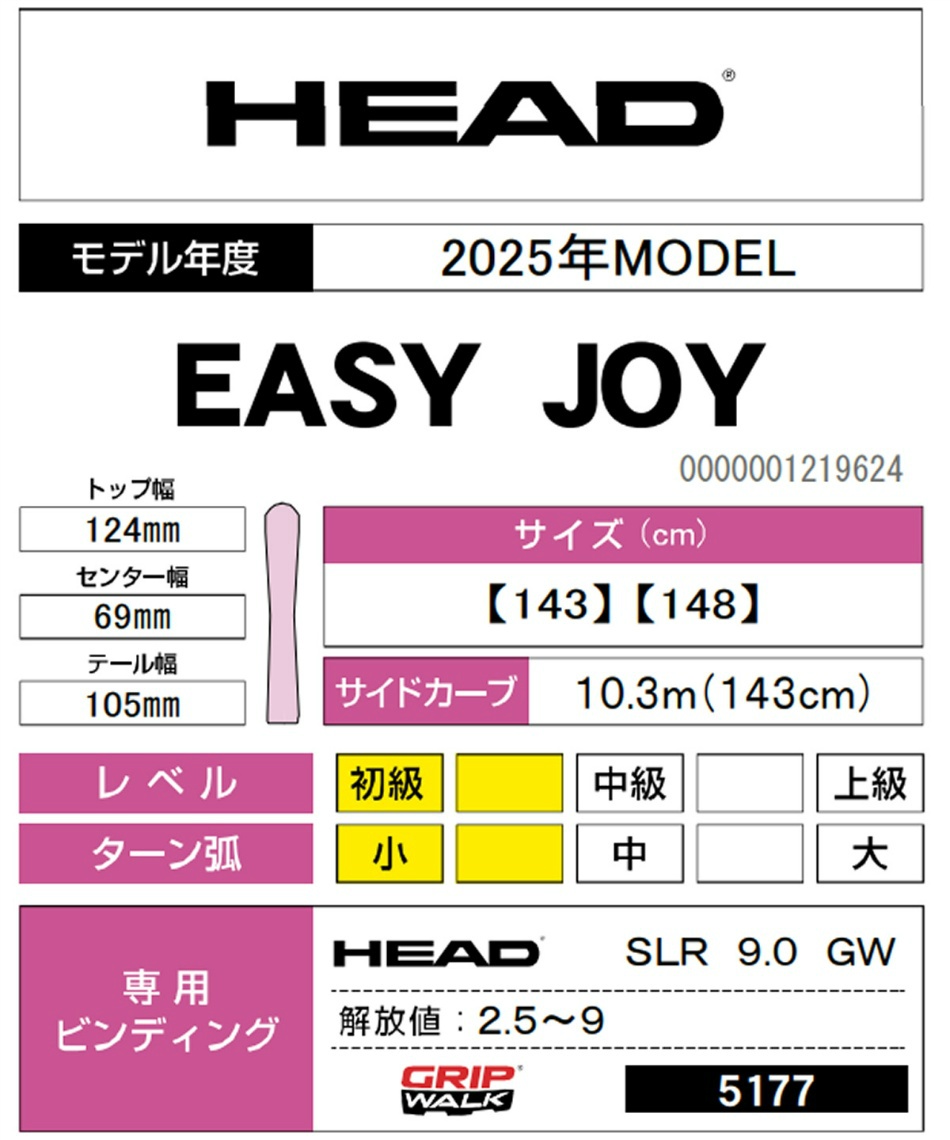 ヘッド(HEAD) スキー板 オールラウンド 4点セット 315654 EASY JOY+SLR