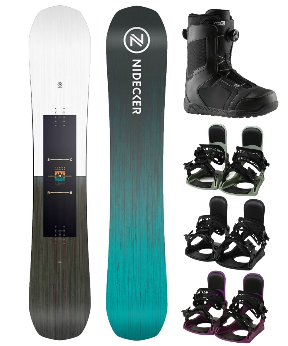 スノーボード3点セット] 23-24 NIDECKER SCORE + FLUX PR(BLACK) + K2