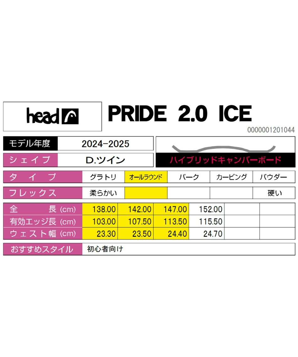 ヘッド(HEAD) スノーボード 2点セット ボード板+ビンディング PRIDE