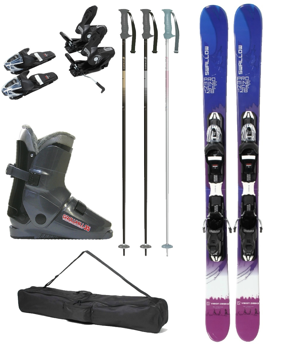 2023年製 スワロー ショートスキー板 PROMINENCE 128 ケース付 スワロー ショートスキー板 5点セット PROMINENCE 128+35ES+EAGLE+