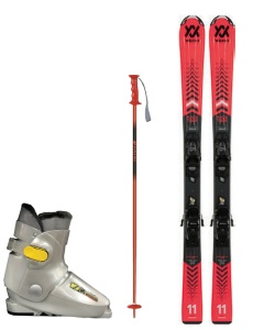 スキー板 赤/黒ブーツ・ポール・バッグ　スキー４点セット スキー板 赤/黒ブーツ・ポール・バッグ スキー4点セット