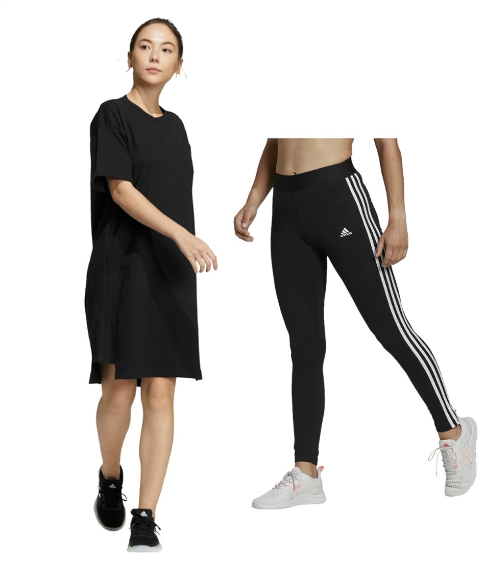 イフ ワンピとレギンス2点セット❣️ アディダス(adidas) ワンピース レギンス セット ワンポイント 半袖T