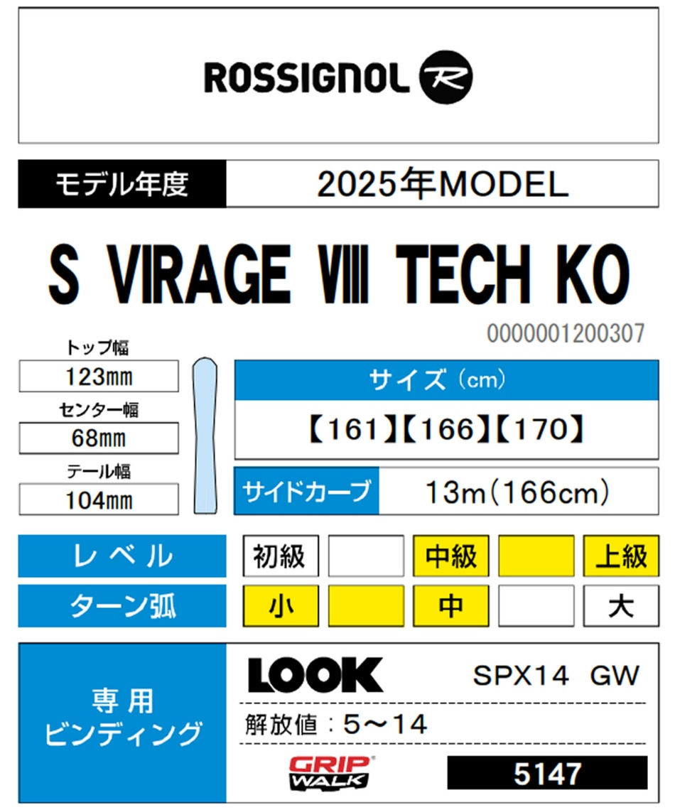 ロシニョール(ROSSIGNOL) スキー板 デモ レーシング S VIRAGE VIII