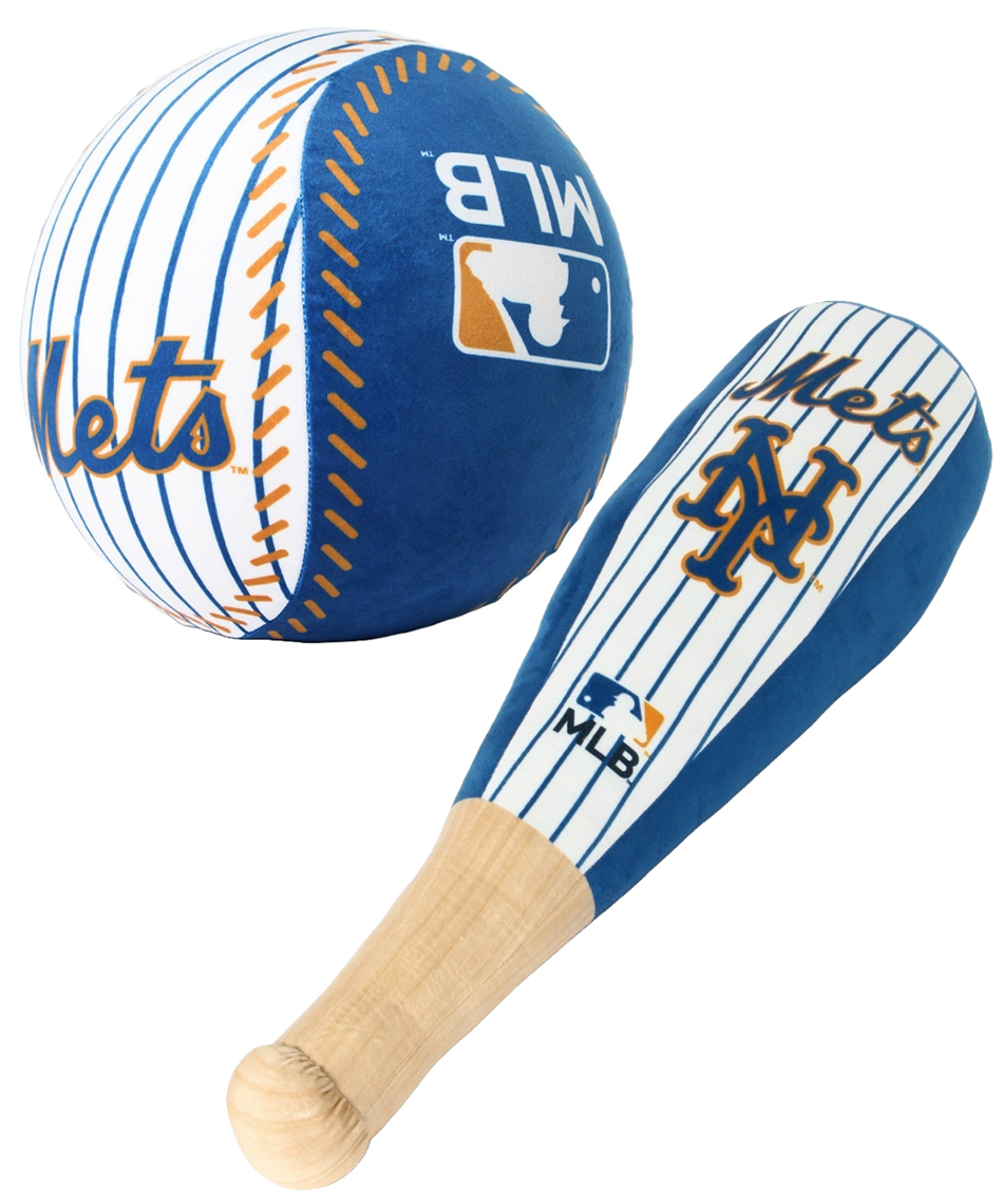 セット】MLB メッツ バット型クッション+ボール型クッション