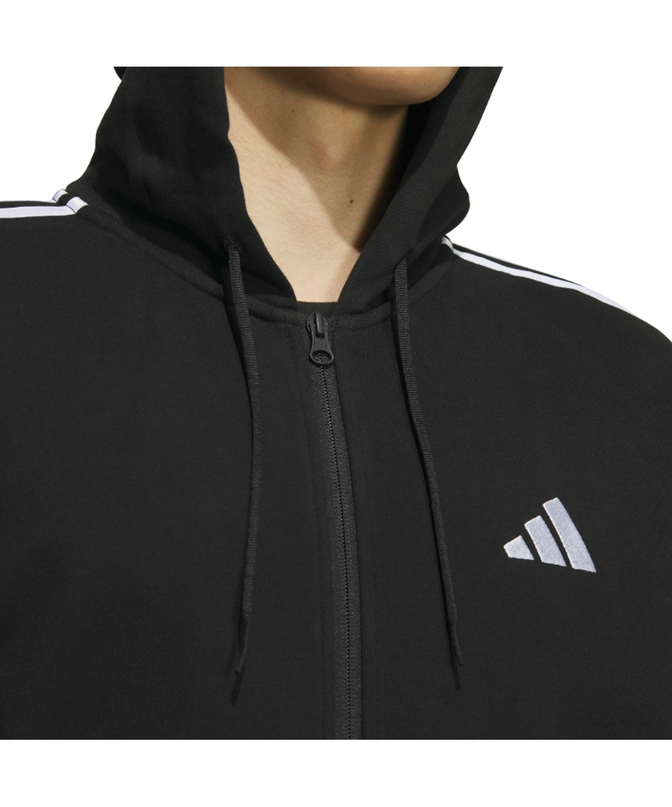 adidas トラックジャケット　パーカー上下セット　黒無地　上ダブルジップ アディダス(adidas) スポーツウェア スウェット 上下セット