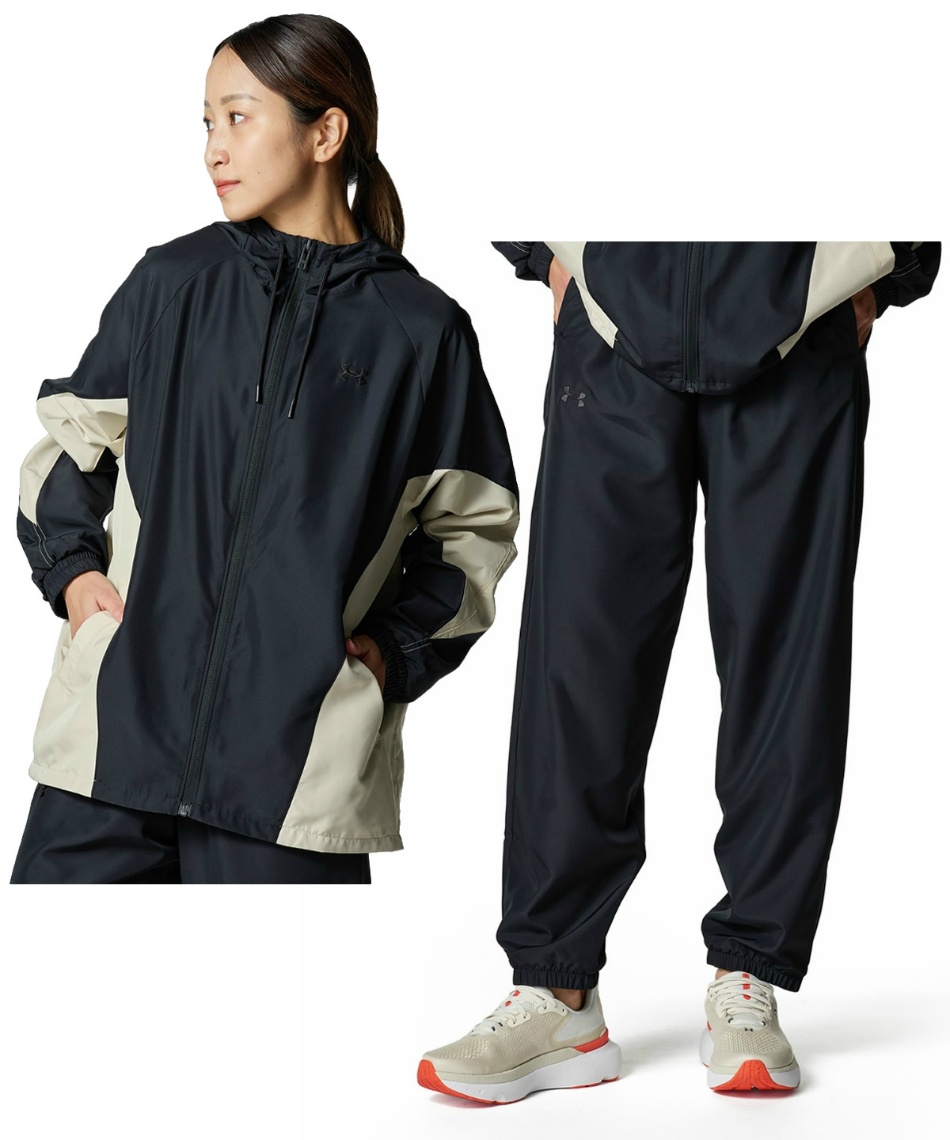 アンダーアーマー UA ナイロン 上下セット パーカー パンツ BK 新品 S アンダーアーマー(UNDER ARMOUR) ウインドブレーカー上下セット