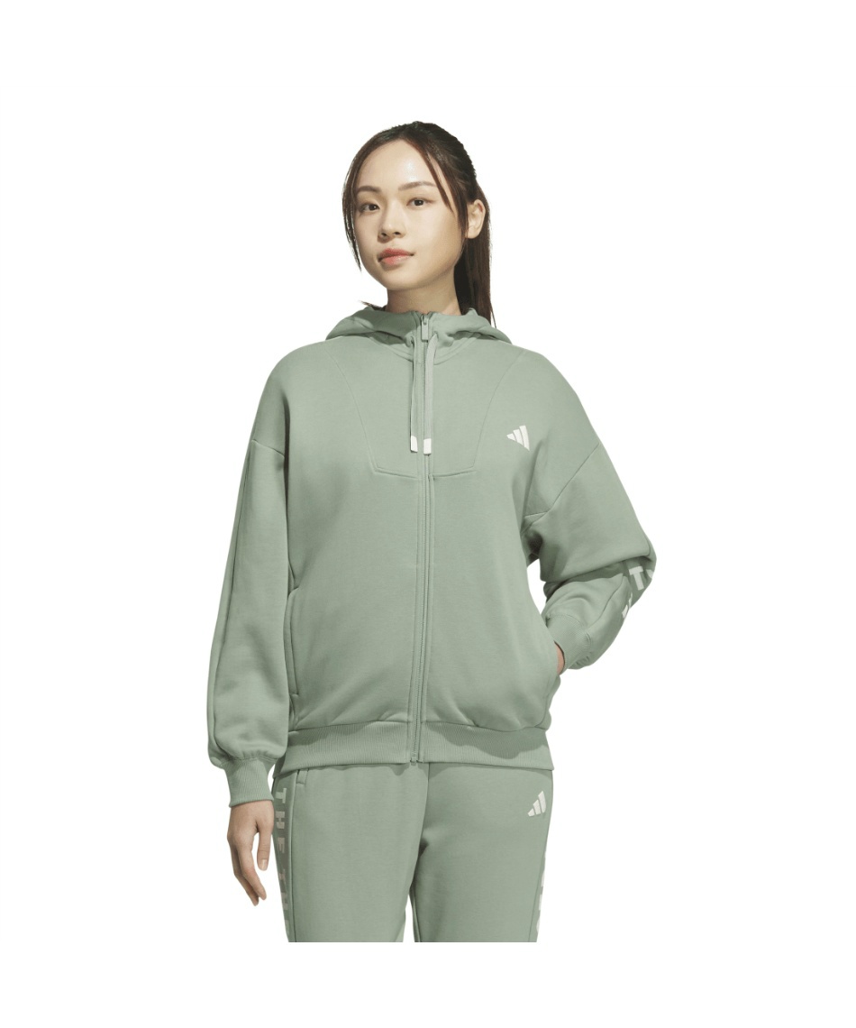 1新品未使用　adidas上下セットアップ　XLサイズ　プルオーバーパーカー　緑 アディダス(adidas) スウェットウェア上下セット ワード フルジップ