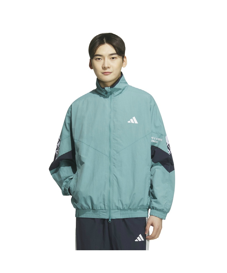 adidas グリーン ウインドブレーカー　　サイズO アディダス(adidas) ウインドブレーカー 上下セット ワーディング